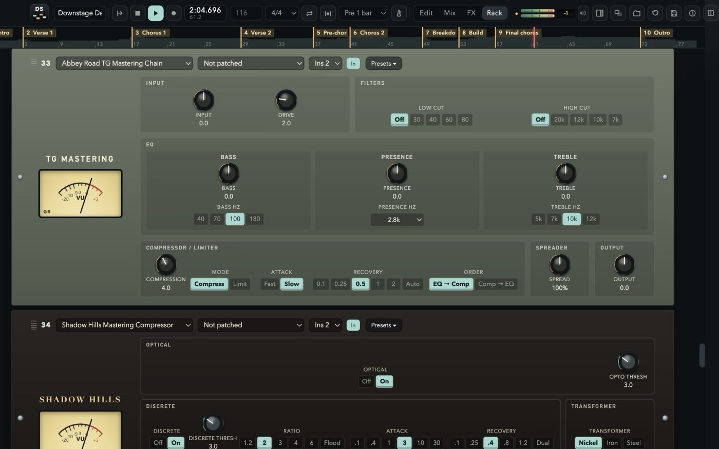 The Abbey Road TG Mastering Chain and the Shadow Hills compressor